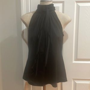 Saks Fifth Avenue black label sleeveless blouse tie zipper cotton women size 8